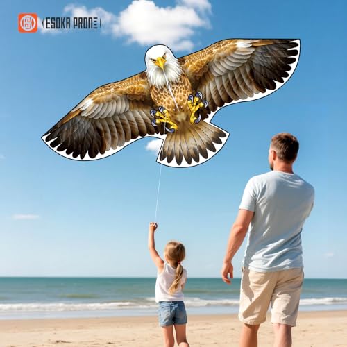 ESOKA PRON Large Hammerhead Shark Kite with 328ft String Reel - Easy to Fly for Kids and Adults, Blue/Red