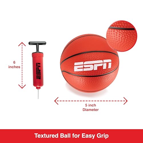 ESPN Mini Basketball Set – 4 Indoor Basketballs (5-inch) with Pump for Kids & Adults