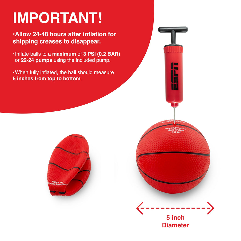 ESPN Mini Basketball Set – 4 Indoor Basketballs (5-inch) with Pump for Kids & Adults