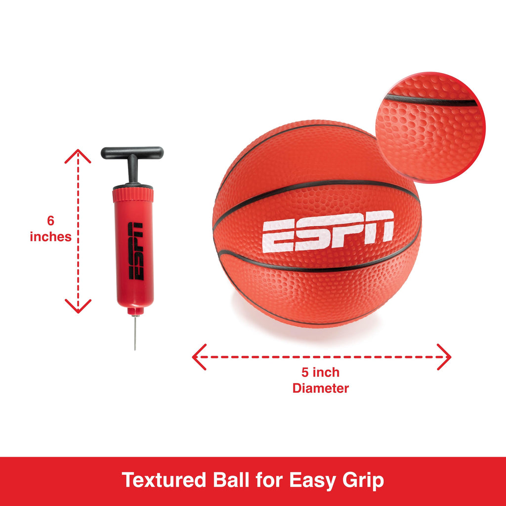 ESPN Mini Basketball Set – 4 Indoor Basketballs (5-inch) with Pump for Kids & Adults