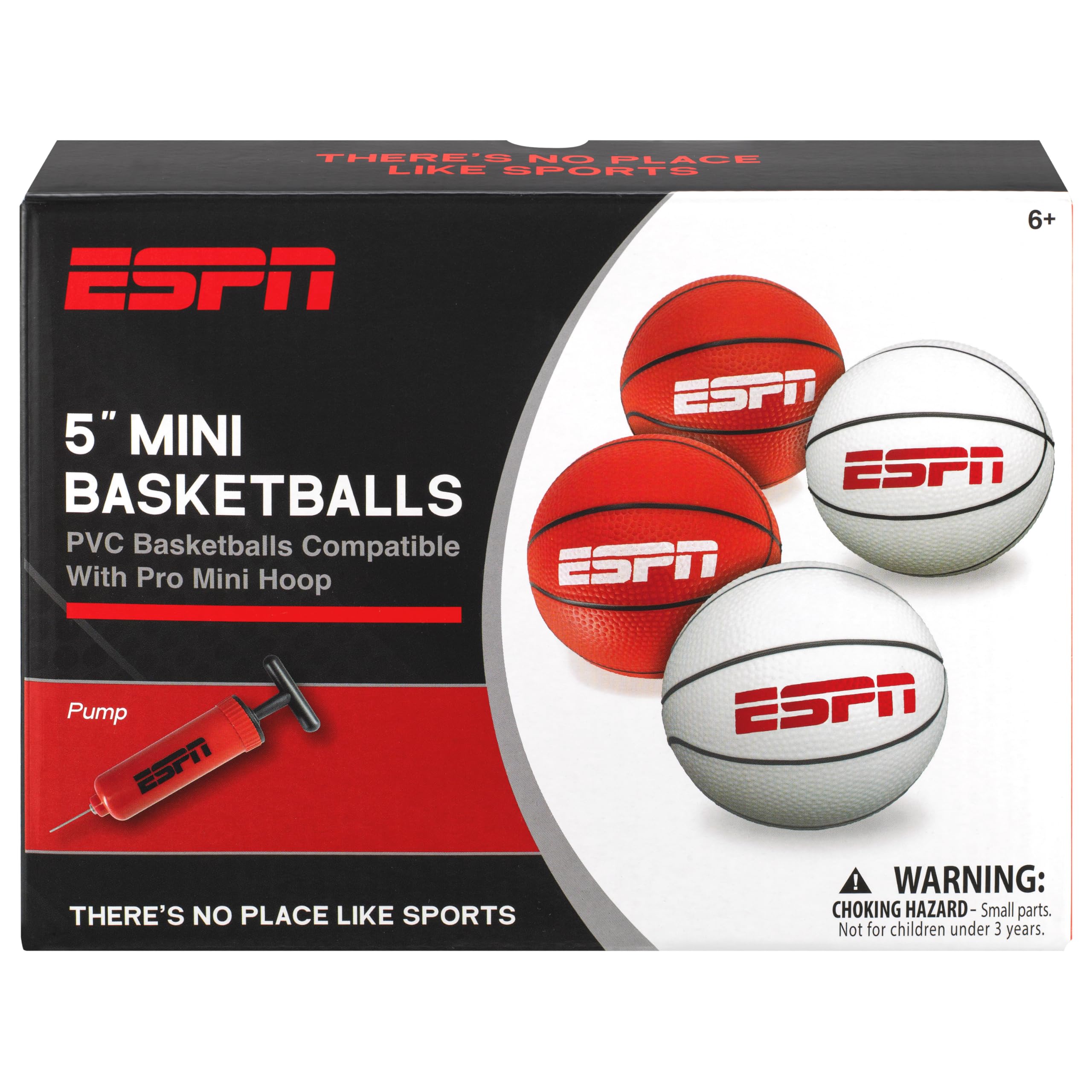 ESPN Mini Basketball Set – 4 Indoor Basketballs (5-inch) with Pump for Kids & Adults