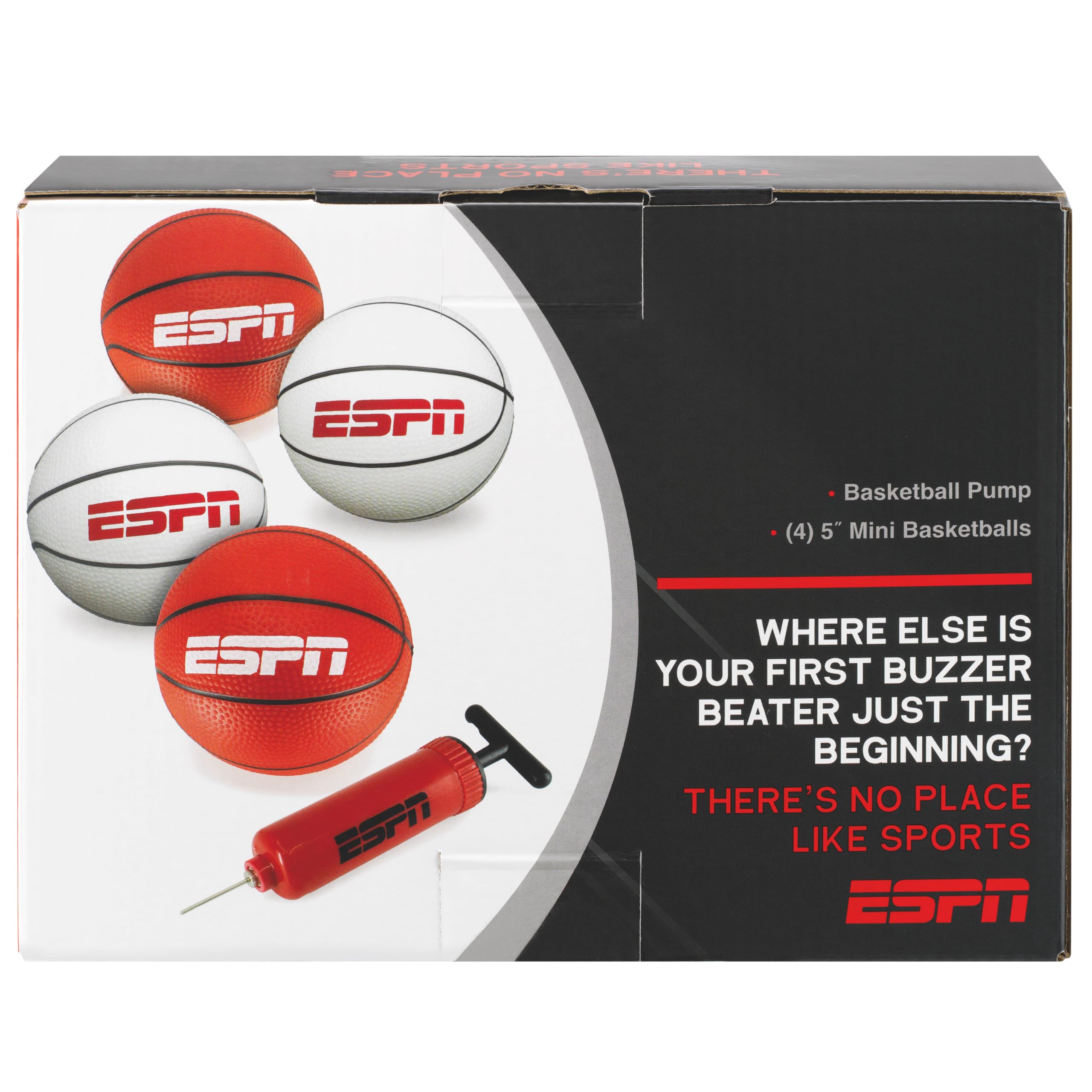 ESPN Mini Basketball Set – 4 Indoor Basketballs (5-inch) with Pump for Kids & Adults