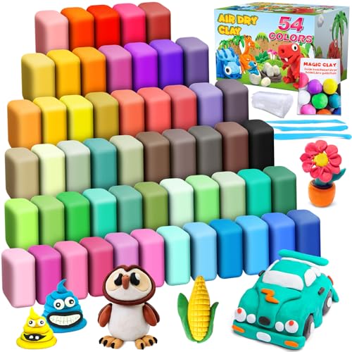 ESSENSON Air Dry Clay Set - 54 Colors, No Baking Required, DIY Modeling Clay for Kids Ages 3+