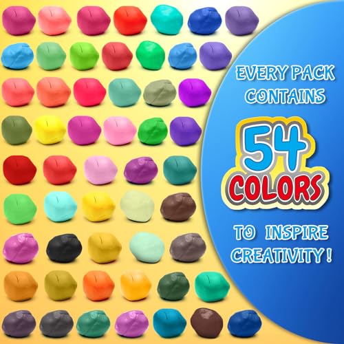 ESSENSON Air Dry Clay Set - 54 Colors, No Baking Required, DIY Modeling Clay for Kids Ages 3+