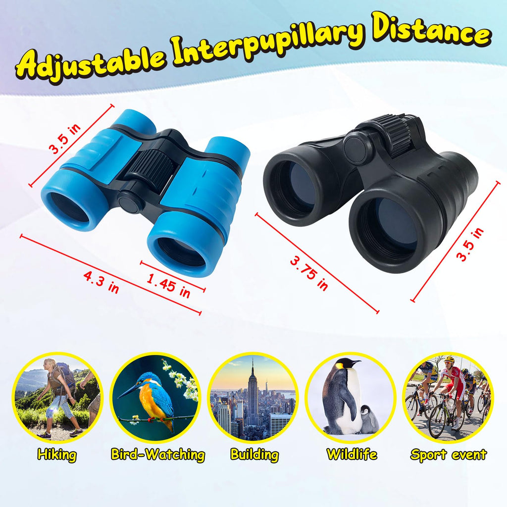 ESSENSON Kids Binoculars (Set of 2) – 4x30mm Adjustable, Rubber Eyepieces, Ages 3-12