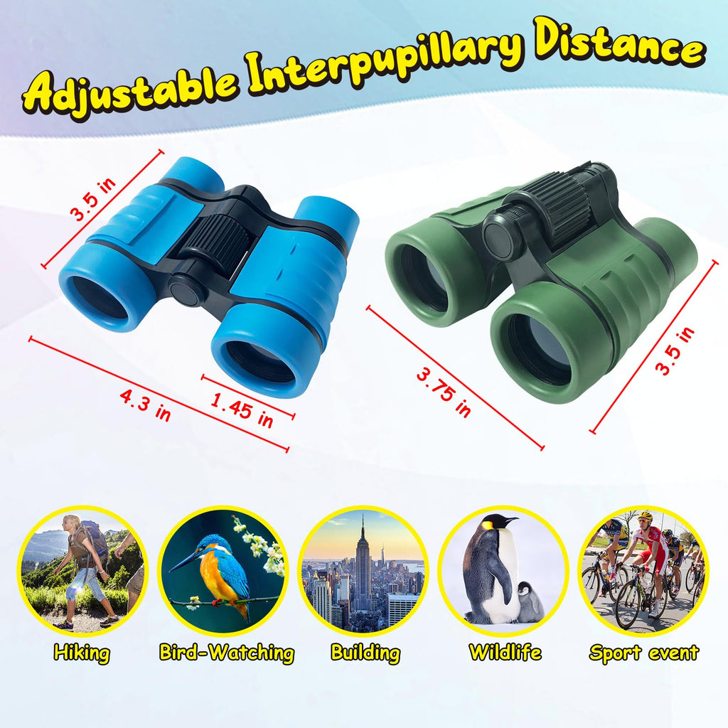 ESSENSON Kids Binoculars Set of 2 – 4x30mm for Ages 3-12, Outdoor Toy for Bird Watching, Hiking, Camping, Birthday Gift