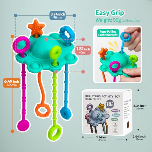 ETETOO Montessori Pull String Toy – Spearmint, Food Grade Silicone for Fine Motor Skills & Teething
