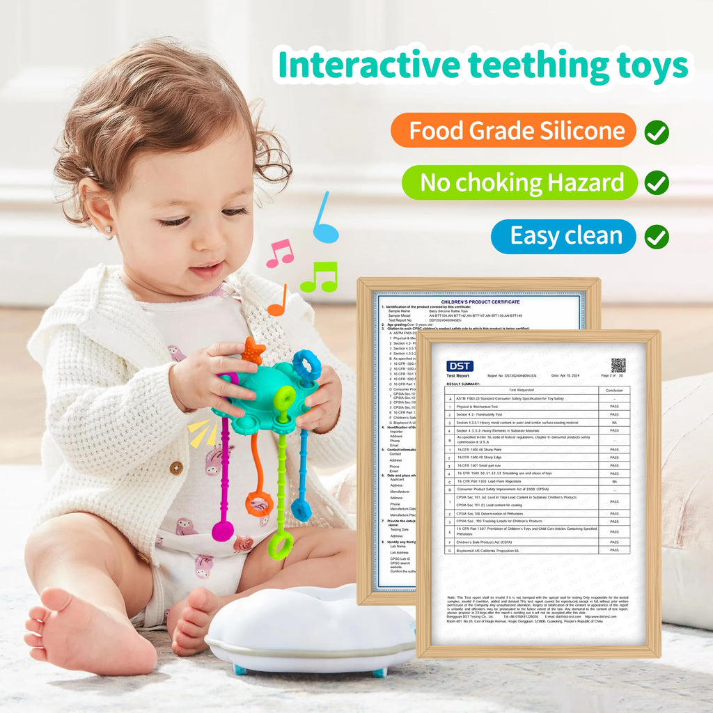 ETETOO Montessori Pull String Toy – Spearmint, Food Grade Silicone for Fine Motor Skills & Teething