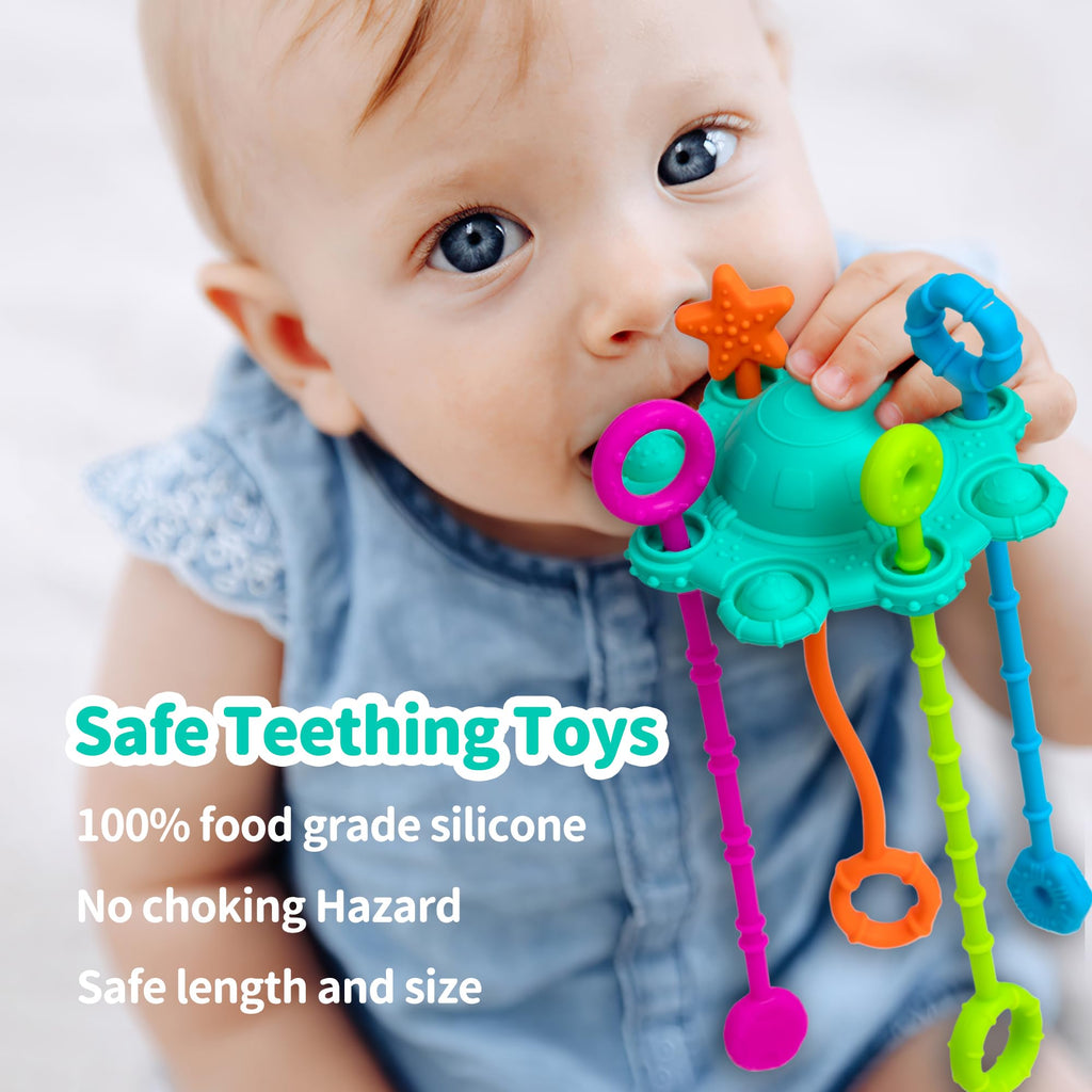 ETETOO Montessori Pull String Toy – Spearmint, Food Grade Silicone for Fine Motor Skills & Teething