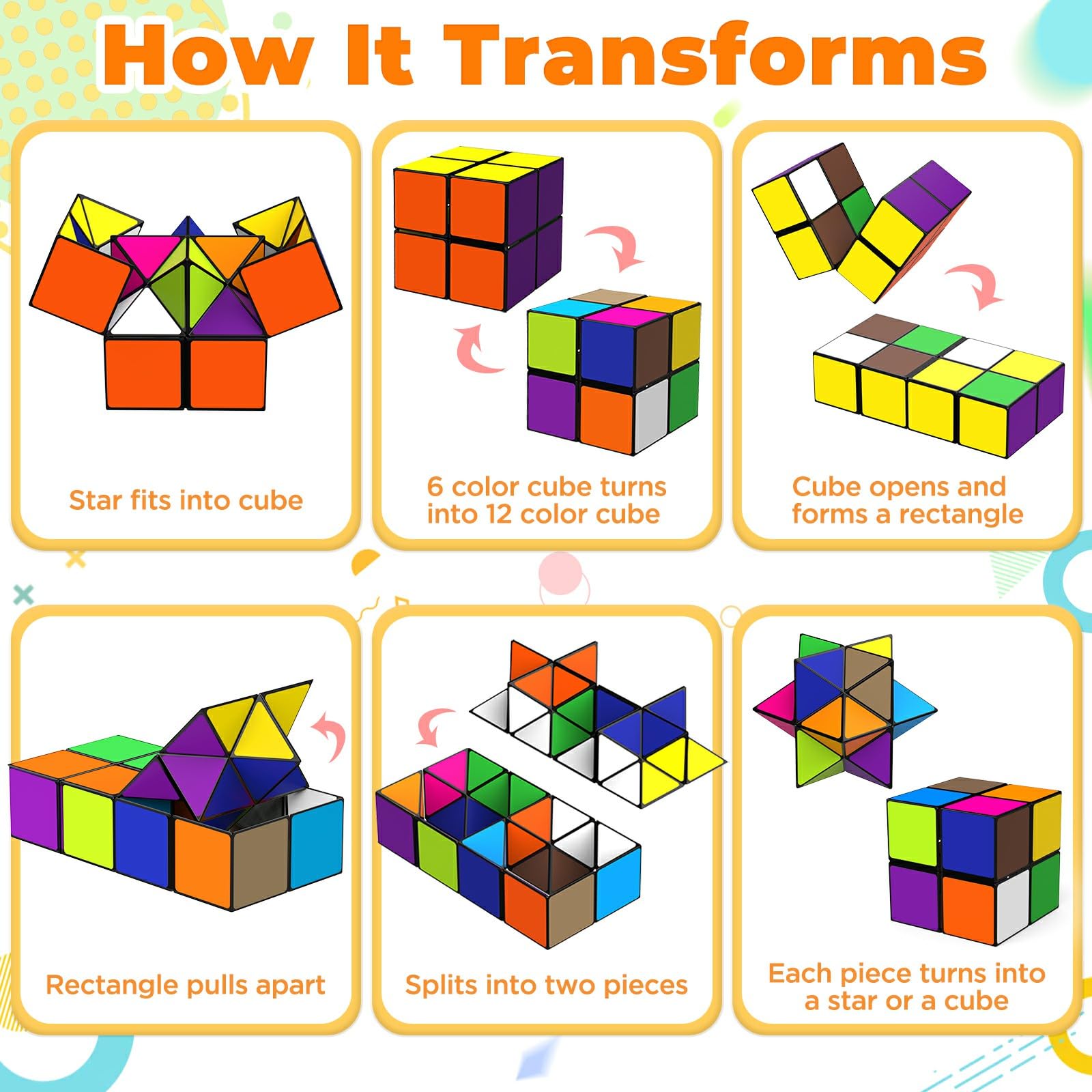 Euclidean Cube Star Cube Magic Cube Set – 2-in-1 Yoshimoto Cube Fidget Toy for All Ages