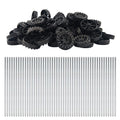 EUDAX 100pcs 30mm x 8mm Plastic Wheels with 50pcs 2mm x 100mm Metal Shafts for DIY RC Car Truck Boat Helicopter Models - Black