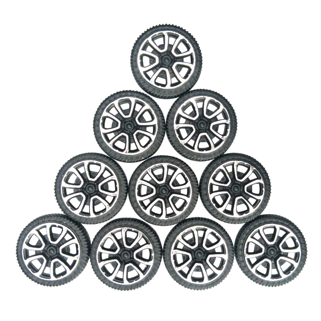 EUDAX 30mm Plastic Wheels & 2mm Metal Axles Combo - 100 Wheels + 50 Axles for DIY RC Models