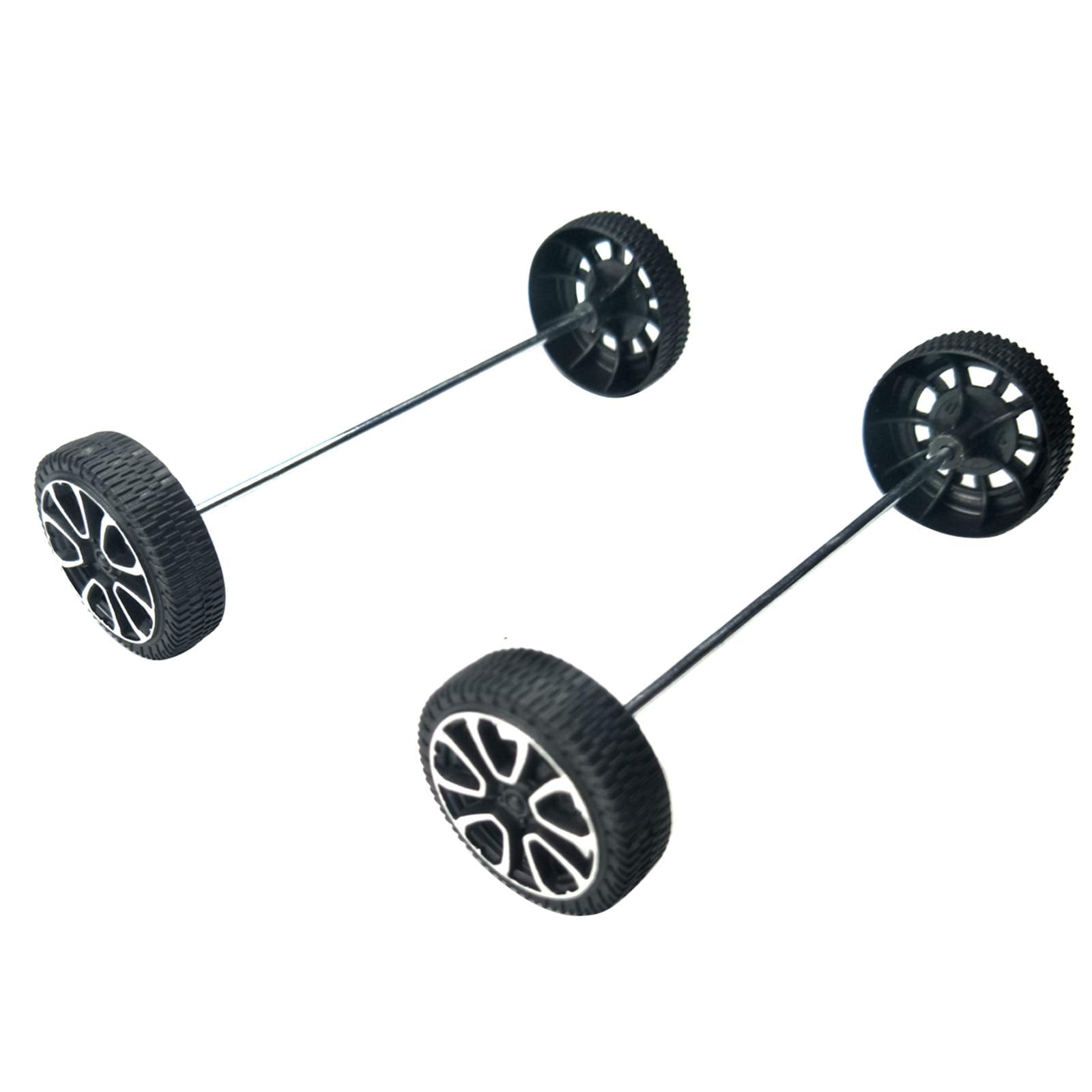 EUDAX 30mm Plastic Wheels & 2mm Metal Axles Combo - 100 Wheels + 50 Axles for DIY RC Models