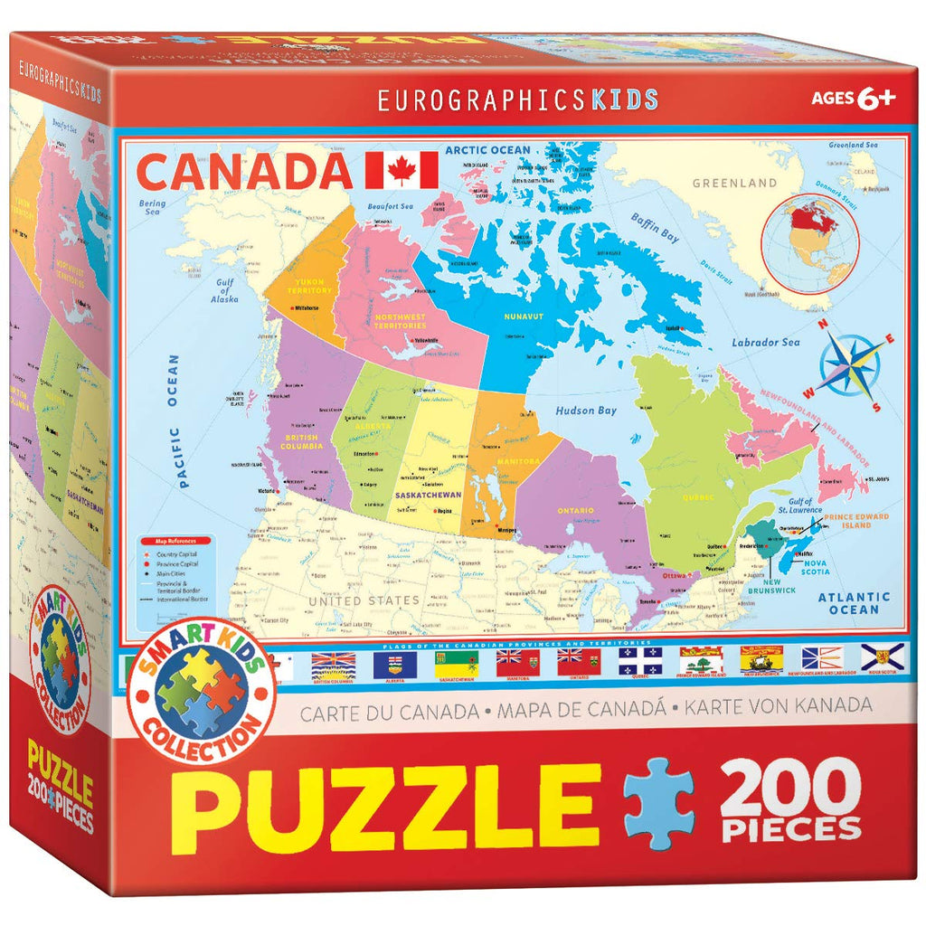 EuroGraphics Map of Canada 200-Piece Puzzle – 13x19 Inches, Blue Board