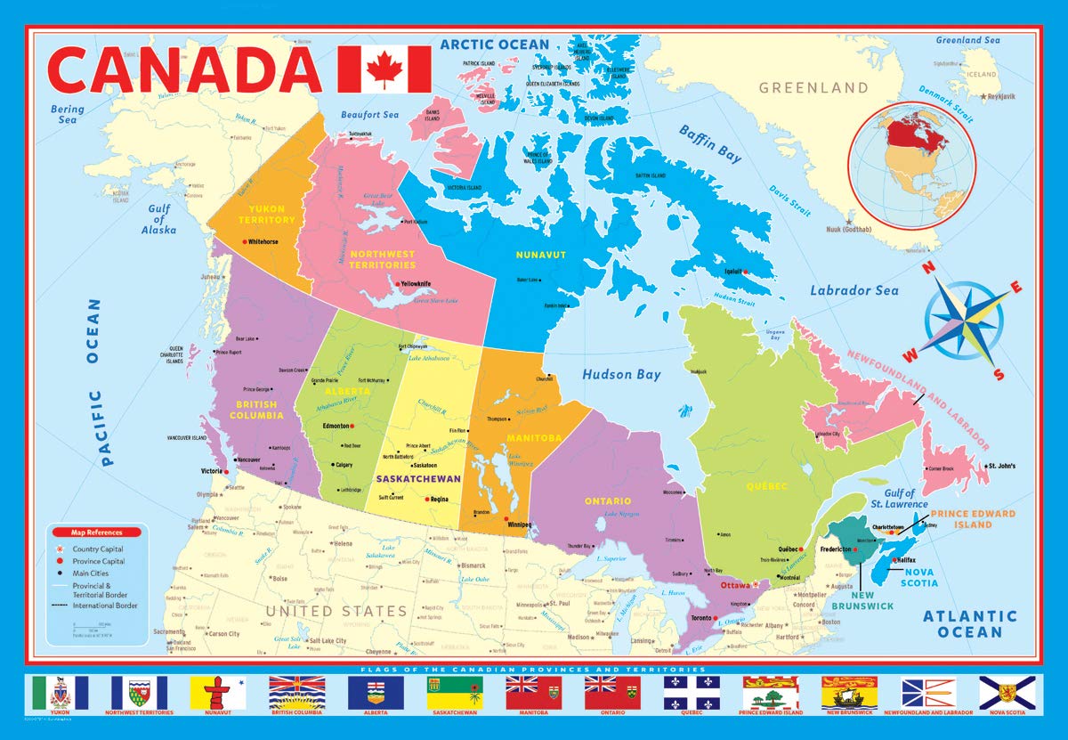 EuroGraphics Map of Canada 200-Piece Puzzle – 13x19 Inches, Blue Board