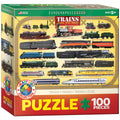 EuroGraphics Trains 100-Piece Jigsaw Puzzle – Steam Locomotives & Modern Trains, 13x19 Inches