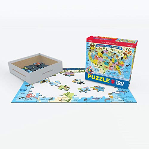 EuroGraphics USA Map 100-Piece Jigsaw Puzzle – Educational Geography Puzzle for Kids