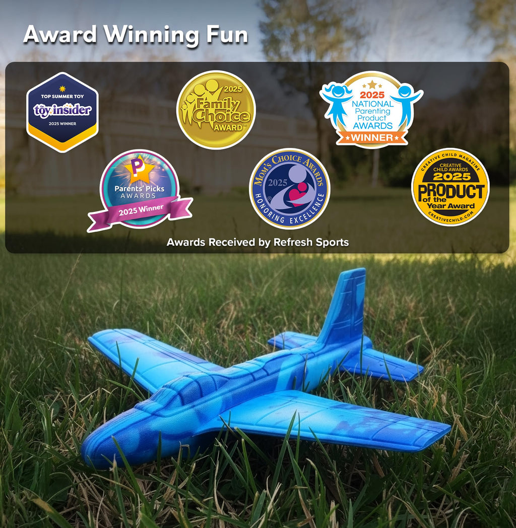 EVA Foam Glider Plane for Kids - Refresh Sports Indoor & Outdoor Flying Toy, Flies 100 ft