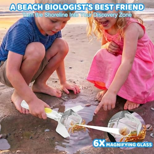 EVADA Handheld Bug Catcher for Kids – Insect Trap with 6X Magnifier, STEM Outdoor Exploration Tool, White
