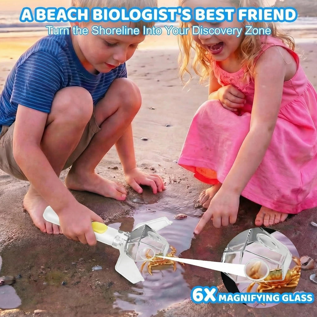 EVADA Handheld Bug Catcher for Kids – Insect Trap with 6X Magnifier, STEM Outdoor Exploration Tool, White
