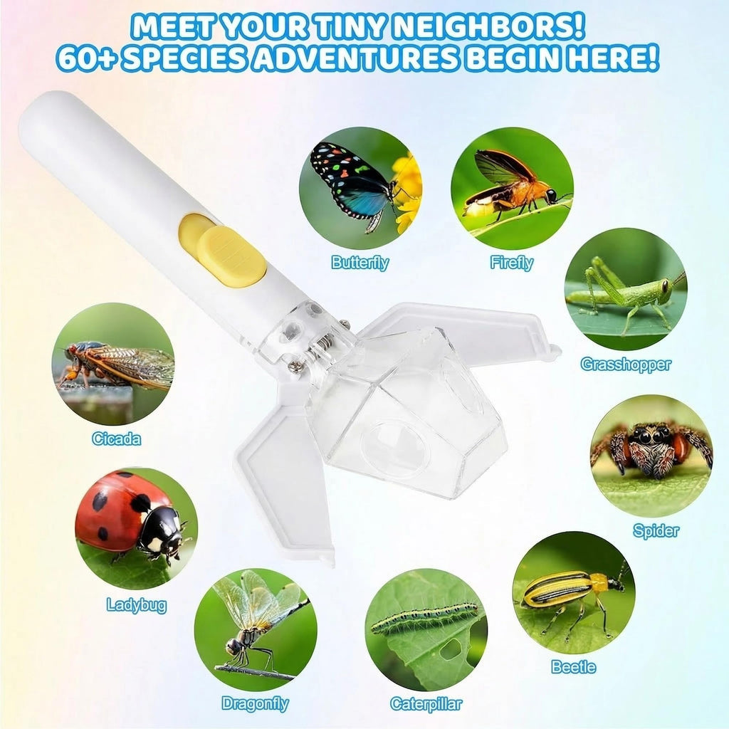 EVADA Handheld Bug Catcher for Kids – Insect Trap with 6X Magnifier, STEM Outdoor Exploration Tool, White