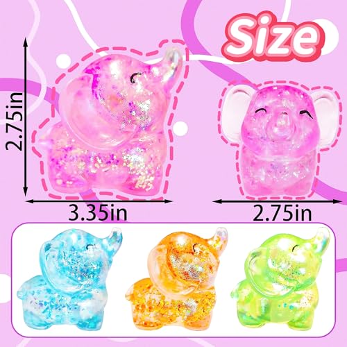 EVDERS Pink Elephant Stress Ball Squishy Toy - Slow Rise TPR Fidget for Anxiety Relief