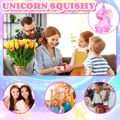 EVDERS Pink Unicorn Squishy Stress Ball – Kawaii Squeeze Toy for Kids and Adults