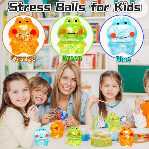 EVDERS Squishy Frog Stress Ball – Slow-Rise Sensory Fidget Toy with Glitter (Green)