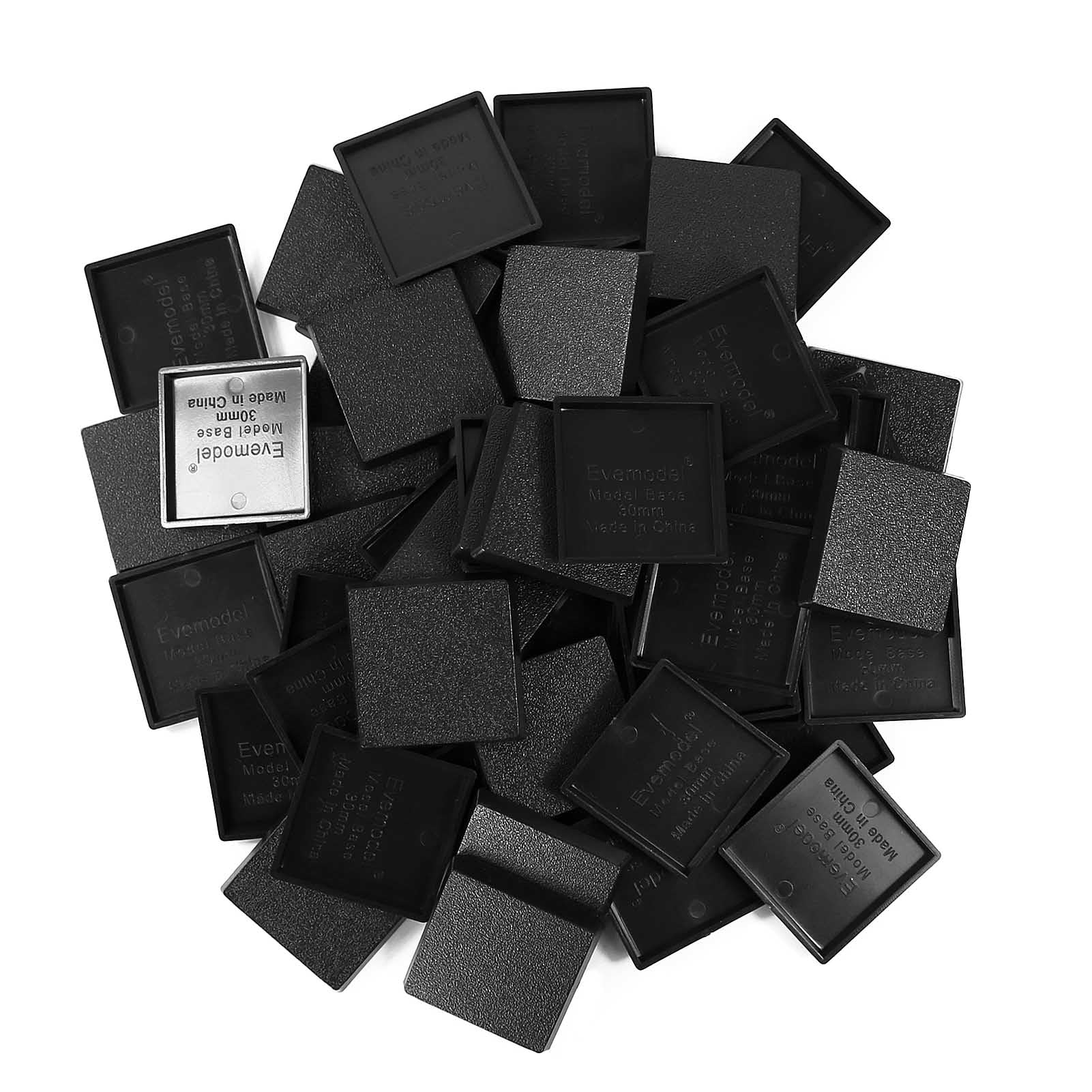 Evemodel 30mm Square ABS Model Bases - 100 Pack for Wargaming and Tabletop Miniatures