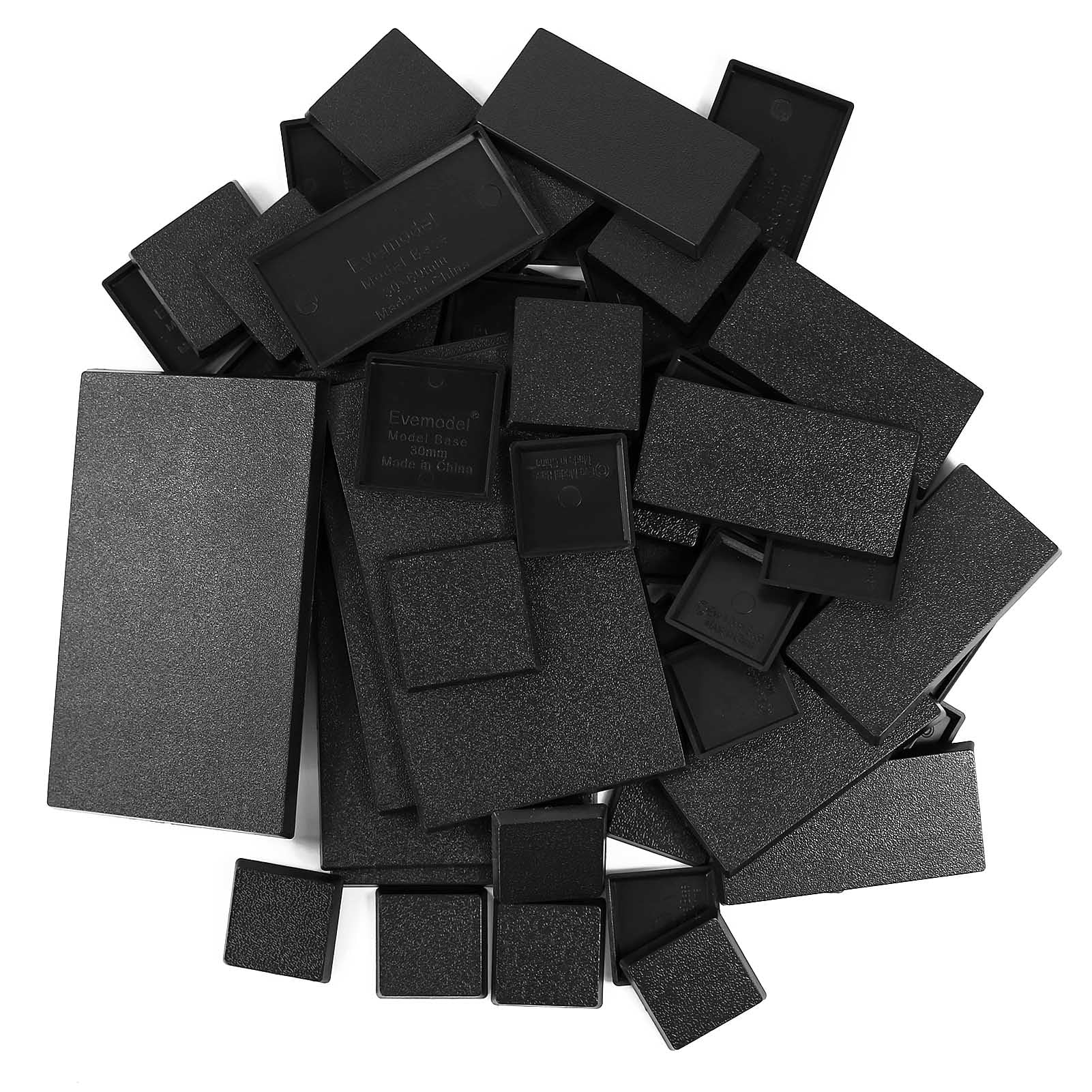 Evemodel 55-Piece Mixed Square & Rectangle Bases for Tabletop Wargames (4 Sizes)