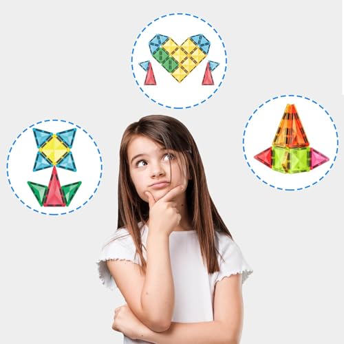Everplay 24-Piece Mini Diamond Magnetic Tiles Travel Set – Portable STEM Building Blocks for Kids 3+