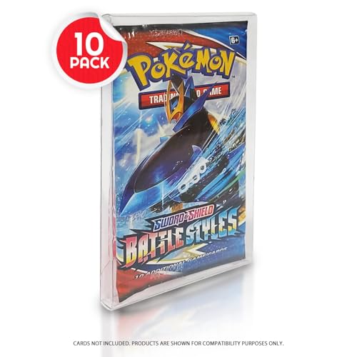 EVORETRO Booster Pack Protectors for Single Pokemon, MTG, Yu-Gi-Oh Cards - 0.35mm PET Clear Plastic, Pack of 10