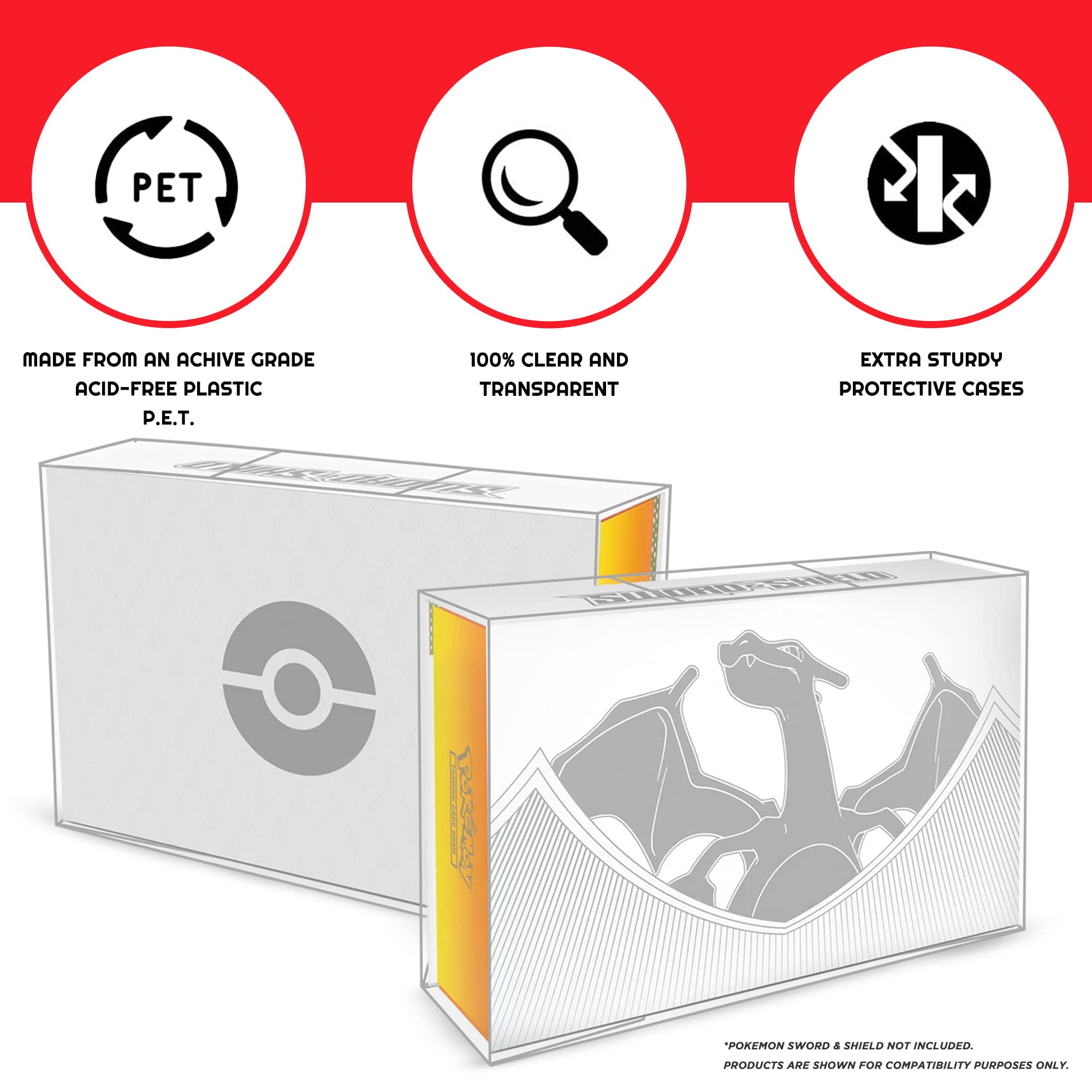 EVORETRO UPC Protector Case for Pokémon TCG Charizard UPC Box – Clear PET Plastic, 0.50mm Thick, Display Storage