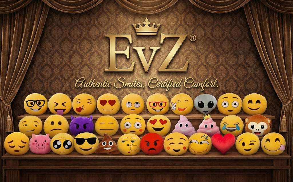 EvZ 32cm Exciting Emoji Pillow – Soft Plush Smiley Face Cushion with Winking Tongue, Decorative Throw Pillow for Kids, Teens, and Parties (Yellow)