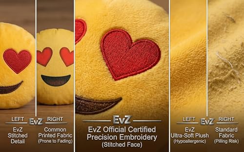 EvZ 32cm Exciting Emoji Pillow – Soft Plush Smiley Face Cushion with Winking Tongue, Decorative Throw Pillow for Kids, Teens, and Parties (Yellow)