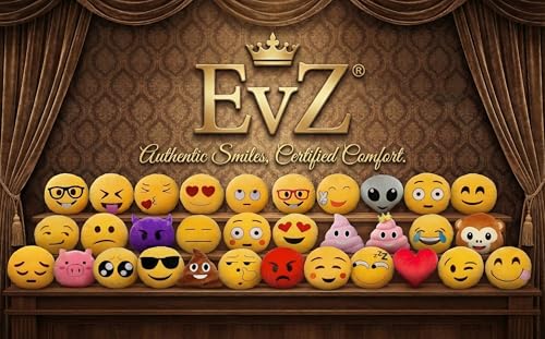 EvZ 32cm Heart Eyes Emoji Pillow – Soft Plush Smiley Face Cushion for Valentine’s Day & Home Decor