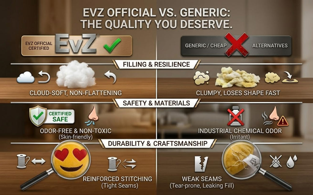 EvZ Heart Eyes Emoji Pillow - 32cm Soft Plush Cushion with Embroidery, Machine Washable, for Couch or Bed