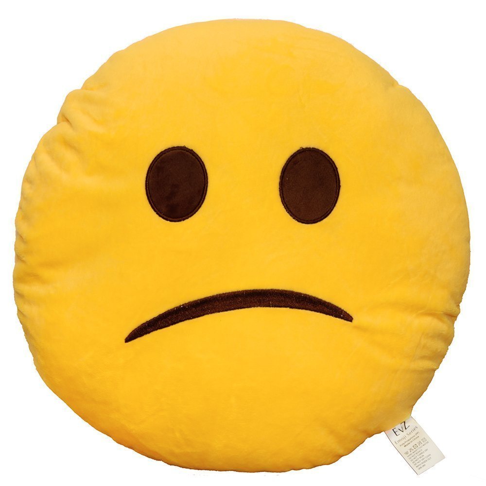 EvZ Official Confused Emoji Pillow – 32cm Soft Plush Cushion for Office, Dorm Room & Gag Gifts
