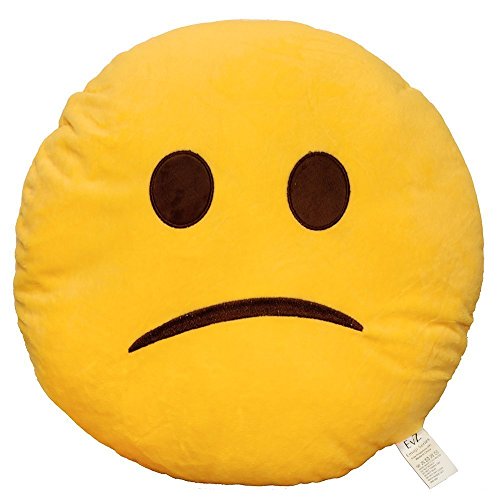 EvZ Official Confused Emoji Pillow – 32cm Soft Plush Cushion for Office, Dorm Room & Gag Gifts