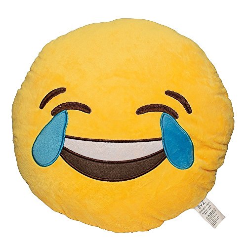 EvZ Official Laugh to Tear Emoji Pillow – 32cm Soft Plush Cushion for Joyful Decor