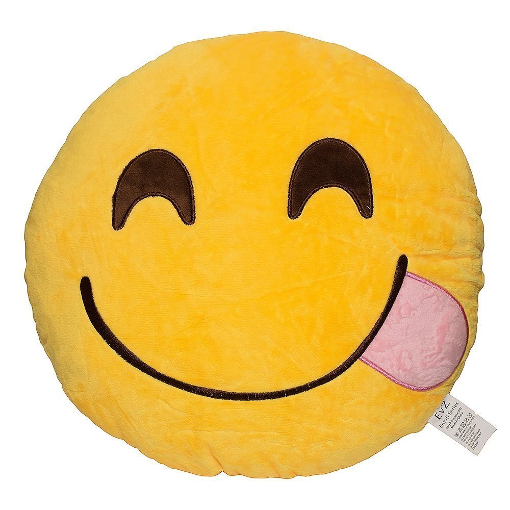 EvZ Official Yum Plush Pillow - 32cm Soft Yellow Face Cushion for Food Lovers