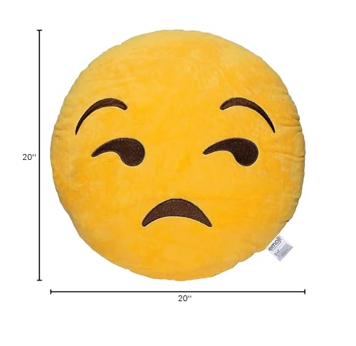 EvZ Unamused Plush Pillow, 32cm - Soft Emoticon Cushion for Sarcastic Office Decor & Gifts