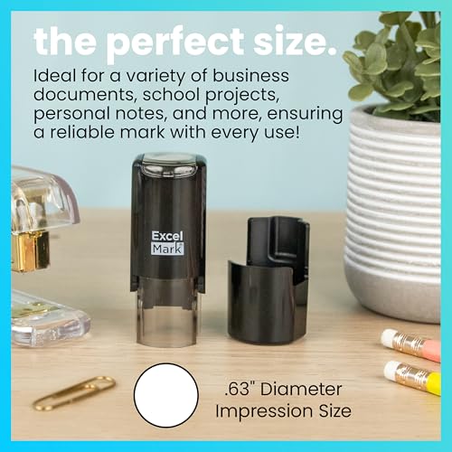 ExcelMark 'Late!' Self-Inking Round Teacher Stamp - Red Ink, 5/8" Impression