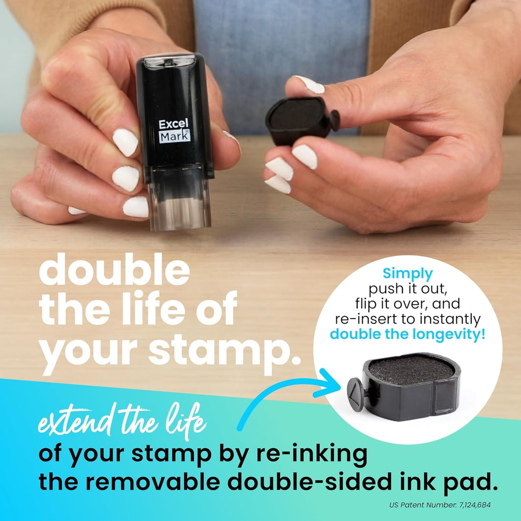 ExcelMark Round Self-Inking Teacher Stamp – Happy Star in Red, 5/8-Inch