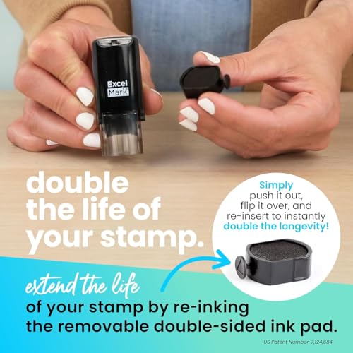 ExcelMark Round Teacher Stamp – Thumbs Up Outline Red Ink Self-Inking
