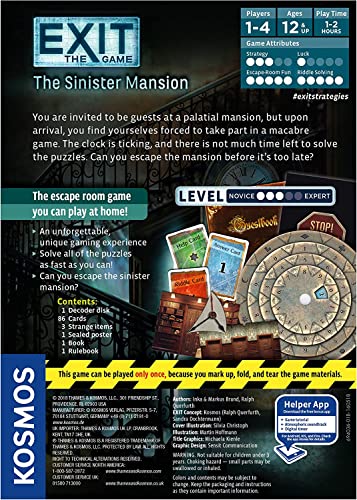 EXIT: The Sinister Mansion – Card-Based Escape Room Game for Home