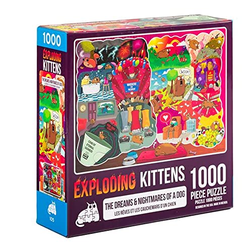 Exploding Kittens 1000-Piece Puzzle: The Dreams and Nightmares of a Dog – Adult Jigsaw with Whimsical Art