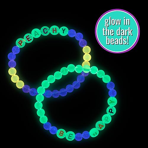EXPRESSIONS 16pc Glow in the Dark Tear & Share Bracelets – Colorful Letter Beaded Friendship Jewelry for Kids & Teens