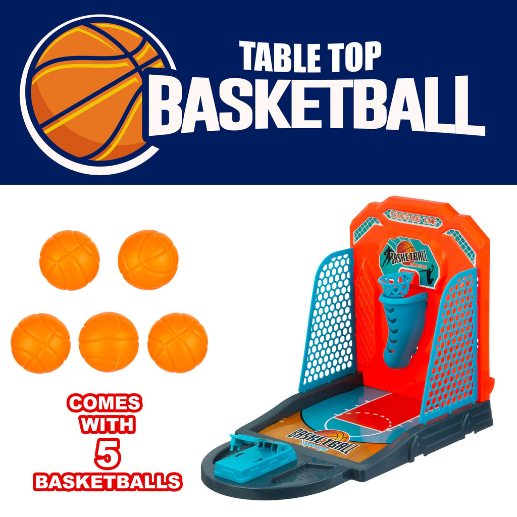 EXPRESSIONS Tabletop Basketball Game - Mini Desktop Hoop with 5 Balls for Office, Kids, and Travel Fun