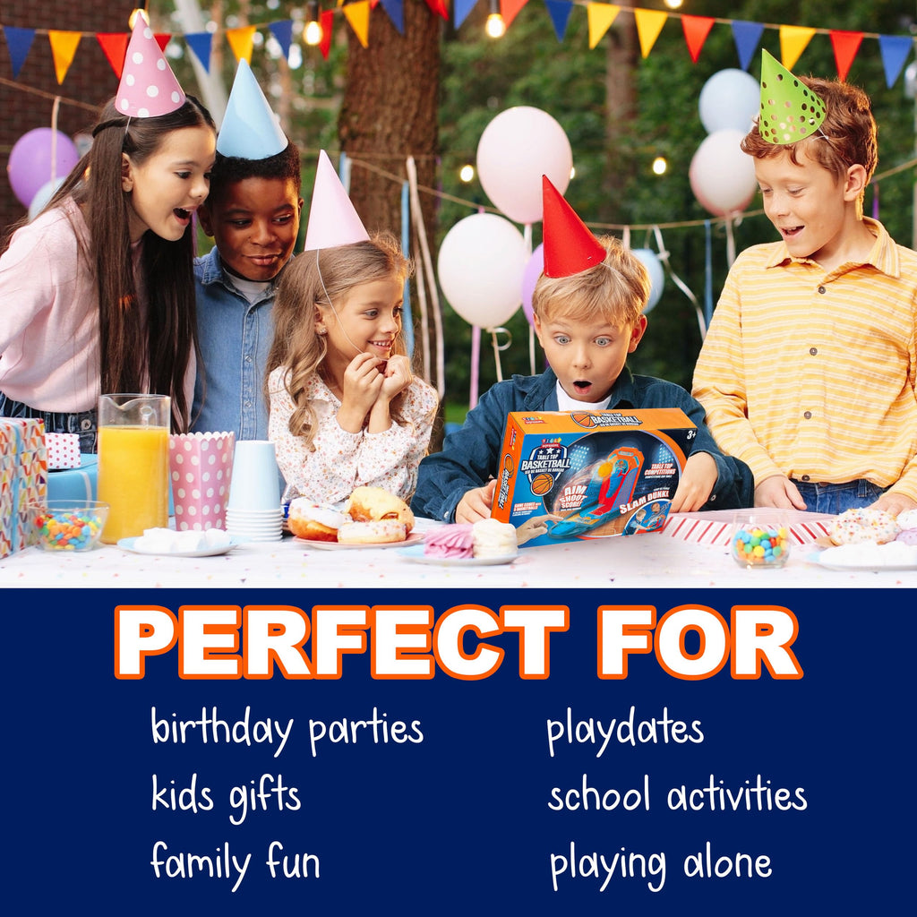 EXPRESSIONS Tabletop Basketball Game - Mini Desktop Hoop with 5 Balls for Office, Kids, and Travel Fun